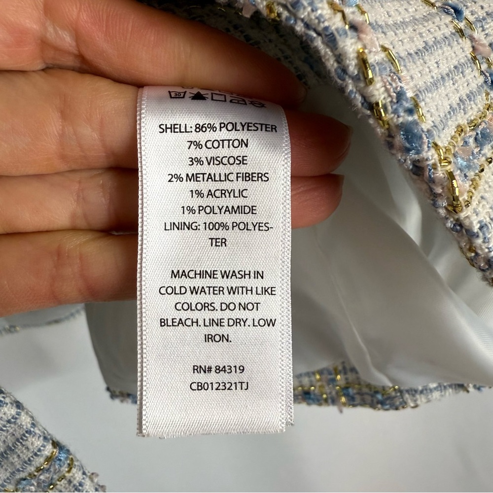 Rachel Zoe tweed blazer size: XL white and blue color With Gold Button - Picture 8 of 13